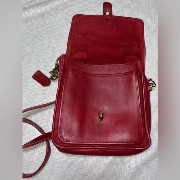 Coach Vintage from 1994 Station bag Red Leather Crossbody Bag L4C-5130 - Picture 7 of 11